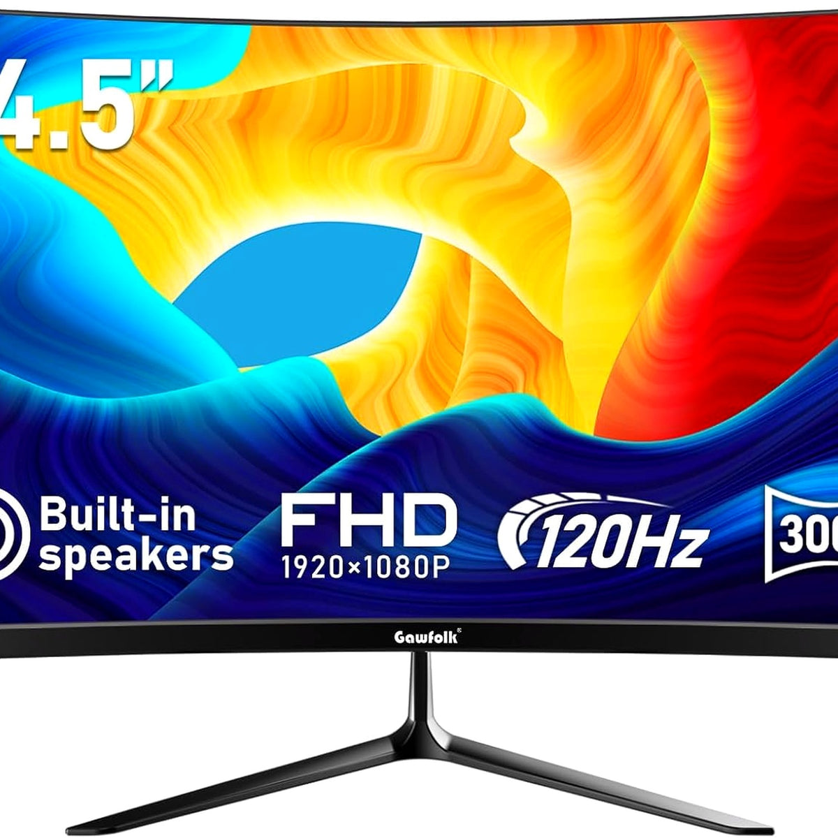 Gawfolk 24.5 Inch Gaming Curved Monitor Built-in Speakers, 3000R 120Hz FHD DEMO