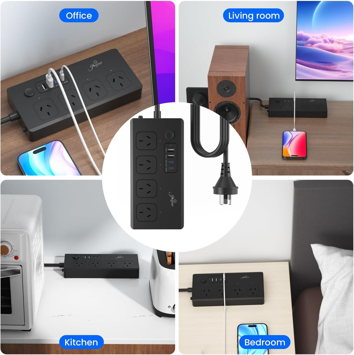 UseeLink WiFi Smart Power Strip with 4 Outlets & 2 USB Ports Black NEW