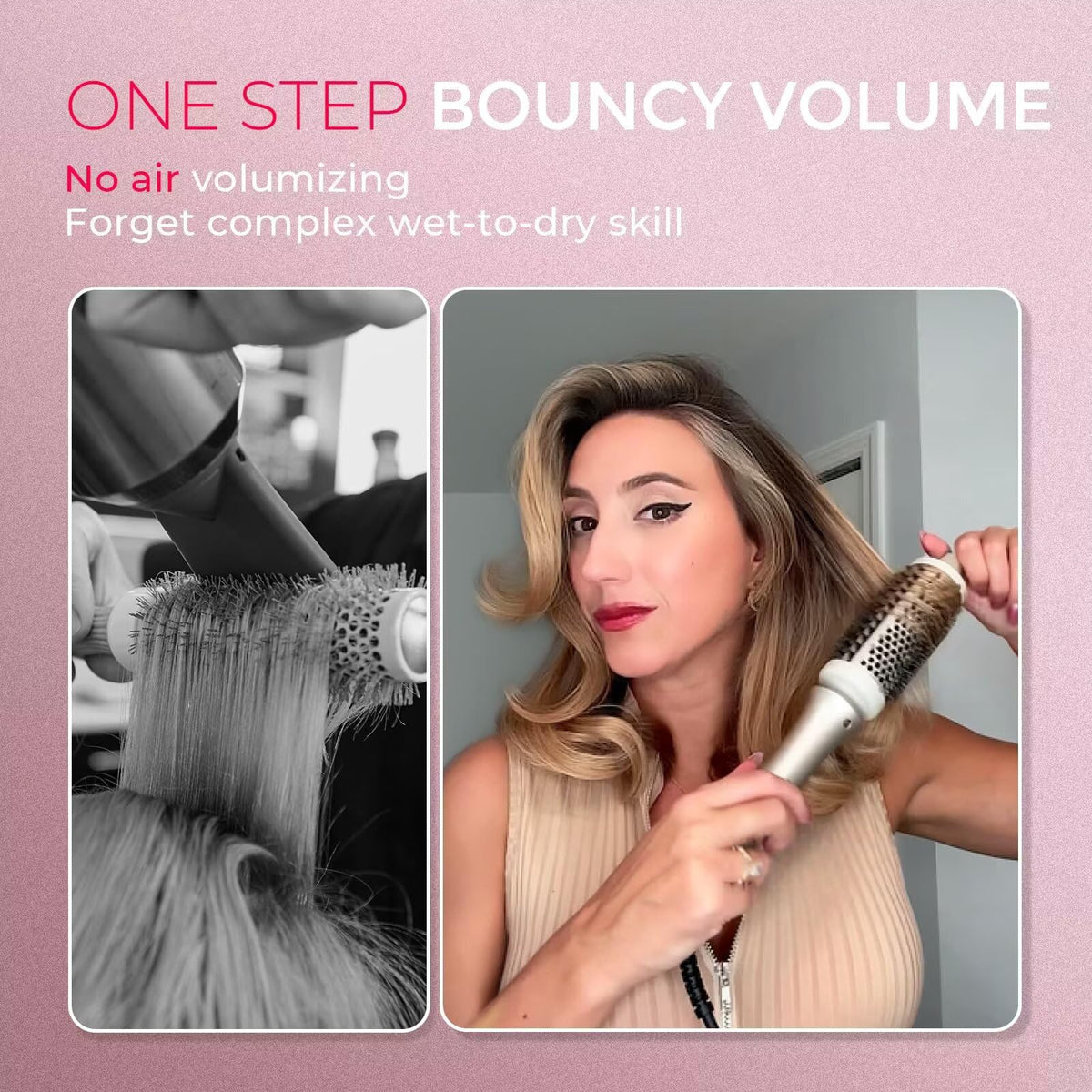 TYMO 1.7" Thermal Blowout Volumizer Brush - Gold Hot Air Styler for NEW