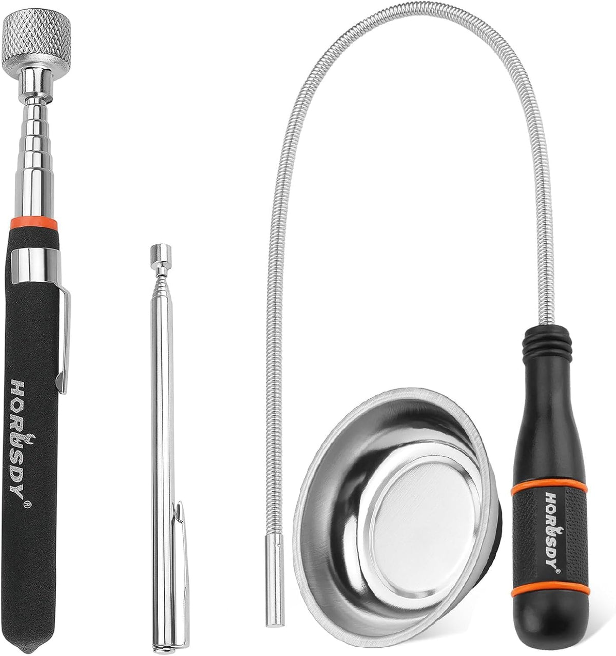 HORUSDY 4Pce Telescoping Hand Tools Magnetic Pickup Tool - Extendable Reach NEW
