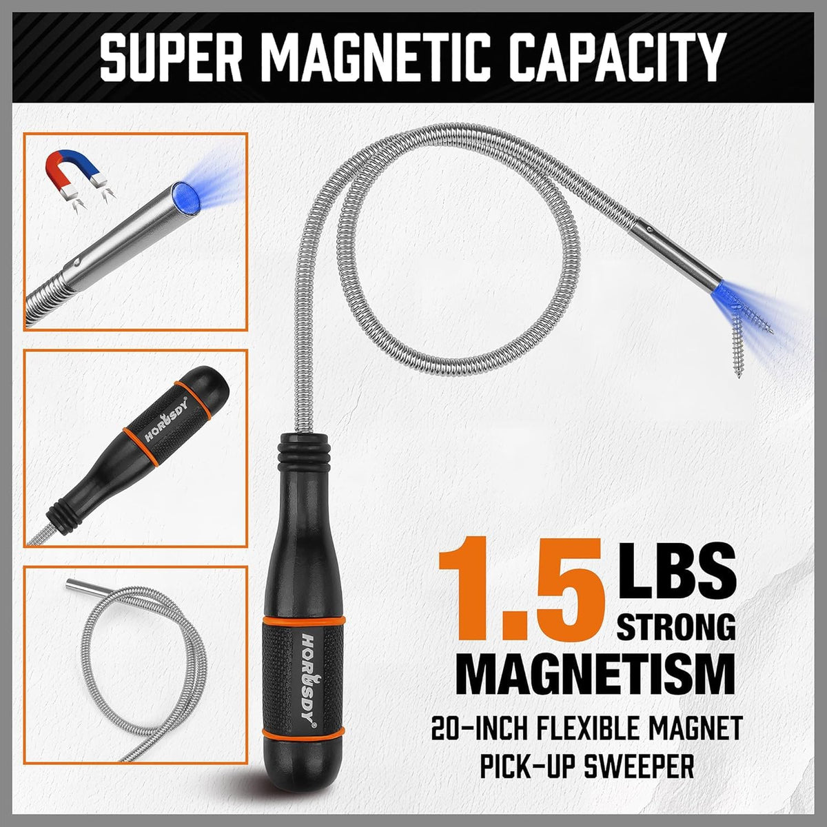 HORUSDY 4Pce Telescoping Hand Tools Magnetic Pickup Tool - Extendable Reach NEW