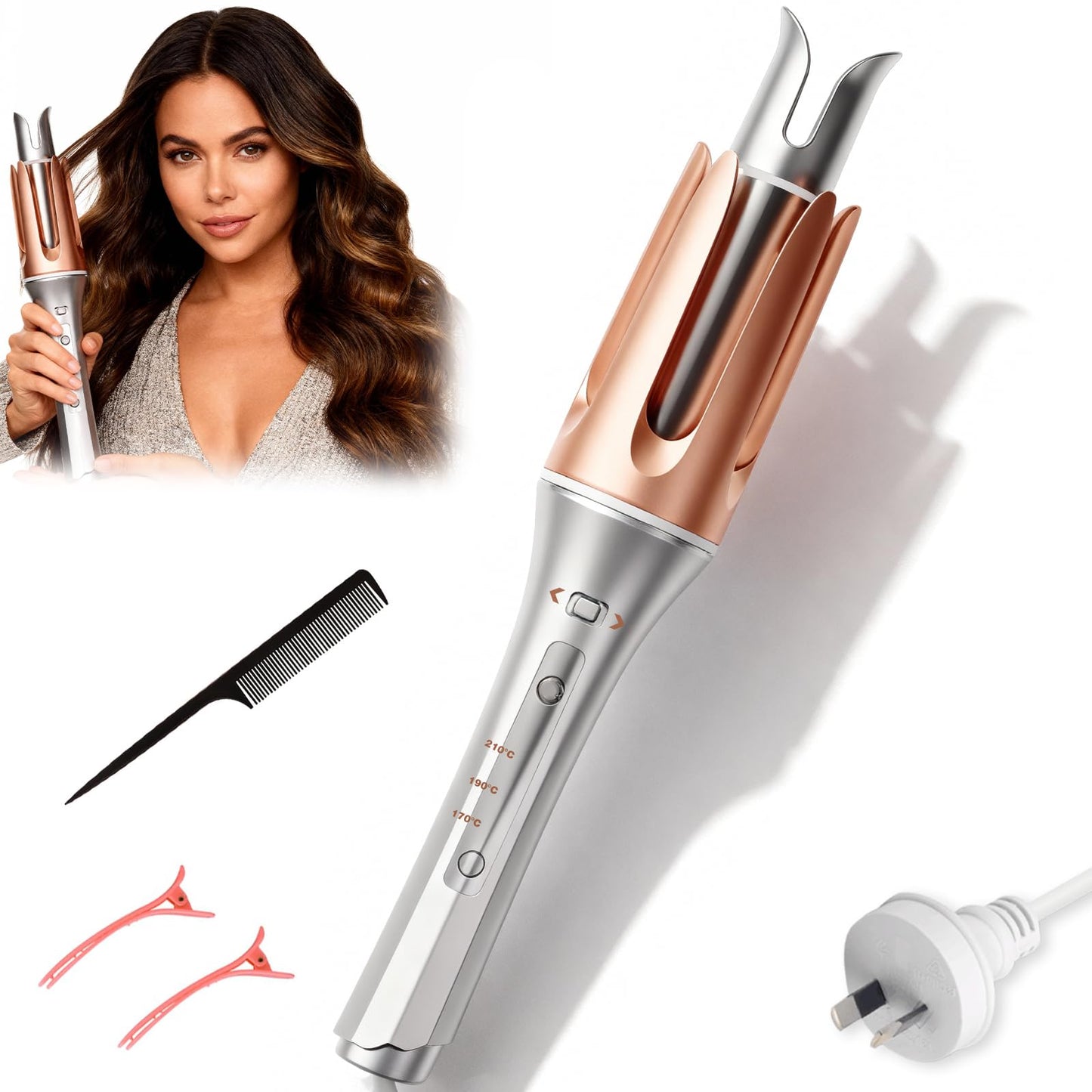 Vibraroo 32mm Curling Tong with 3 Temperature Settings Silver Gold, 5.1 cm DEMO