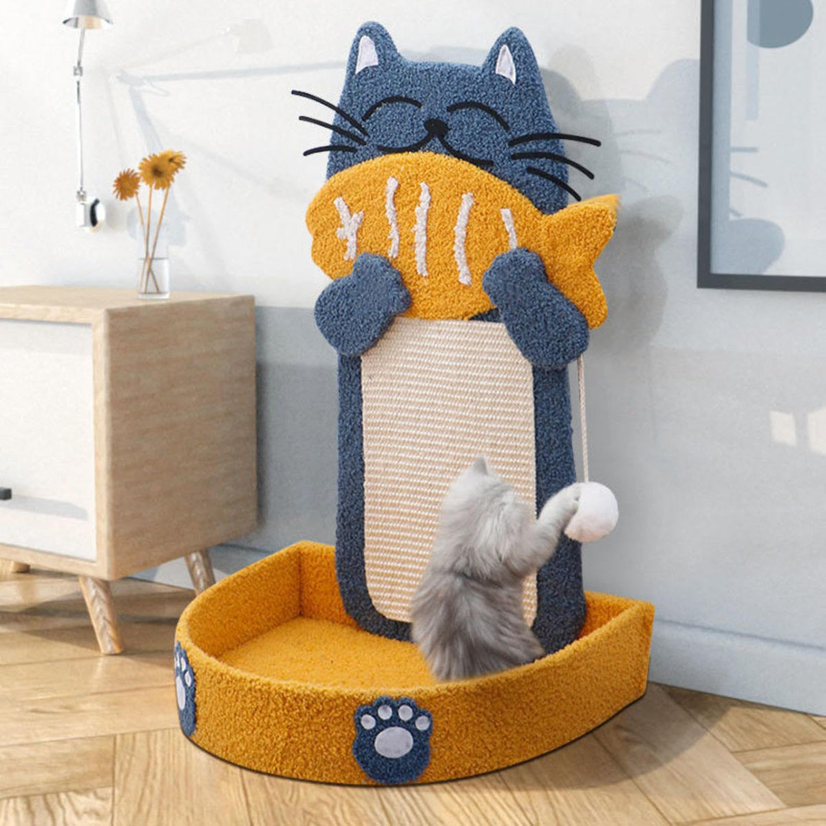 NIBHZ Sisal 2 IN 1 Home Cat Scratching Post, Claw Sharpener & Climbing Frame NEW