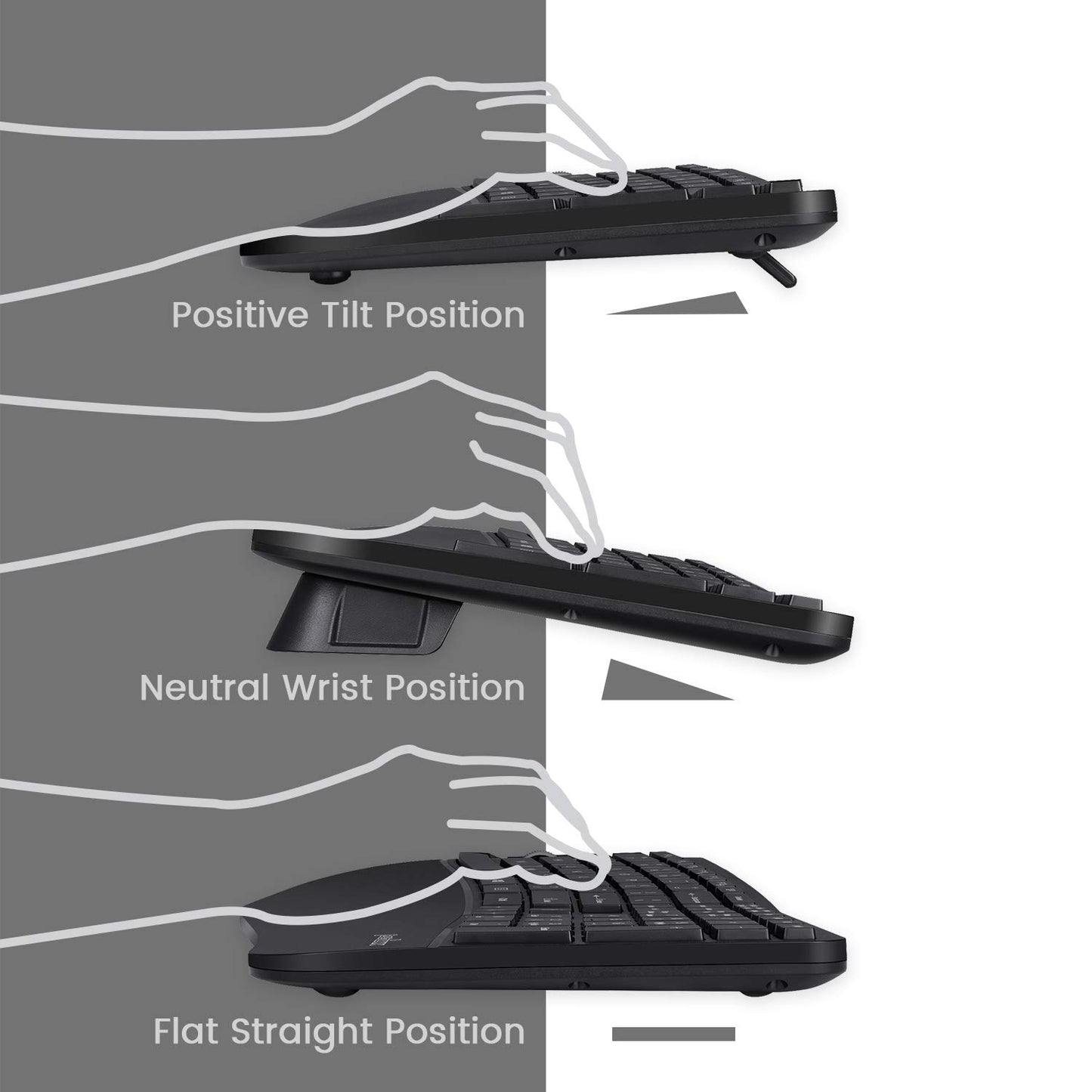Perixx Wireless Ergonomic Split Keyboard and Vertical Mouse Combo Black DEMO