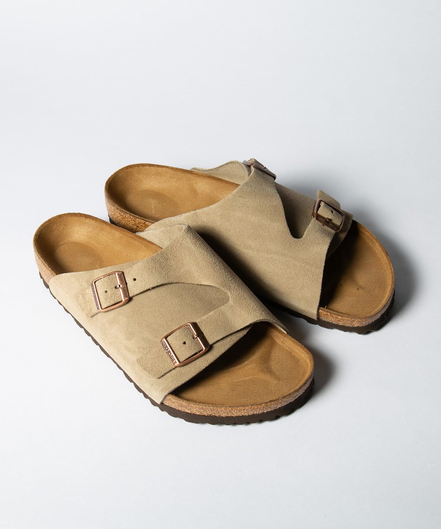 Birkenstock Taupe Leather Suede Sandals Zurich Unisex L 9 M 7 EU 40 DEMO