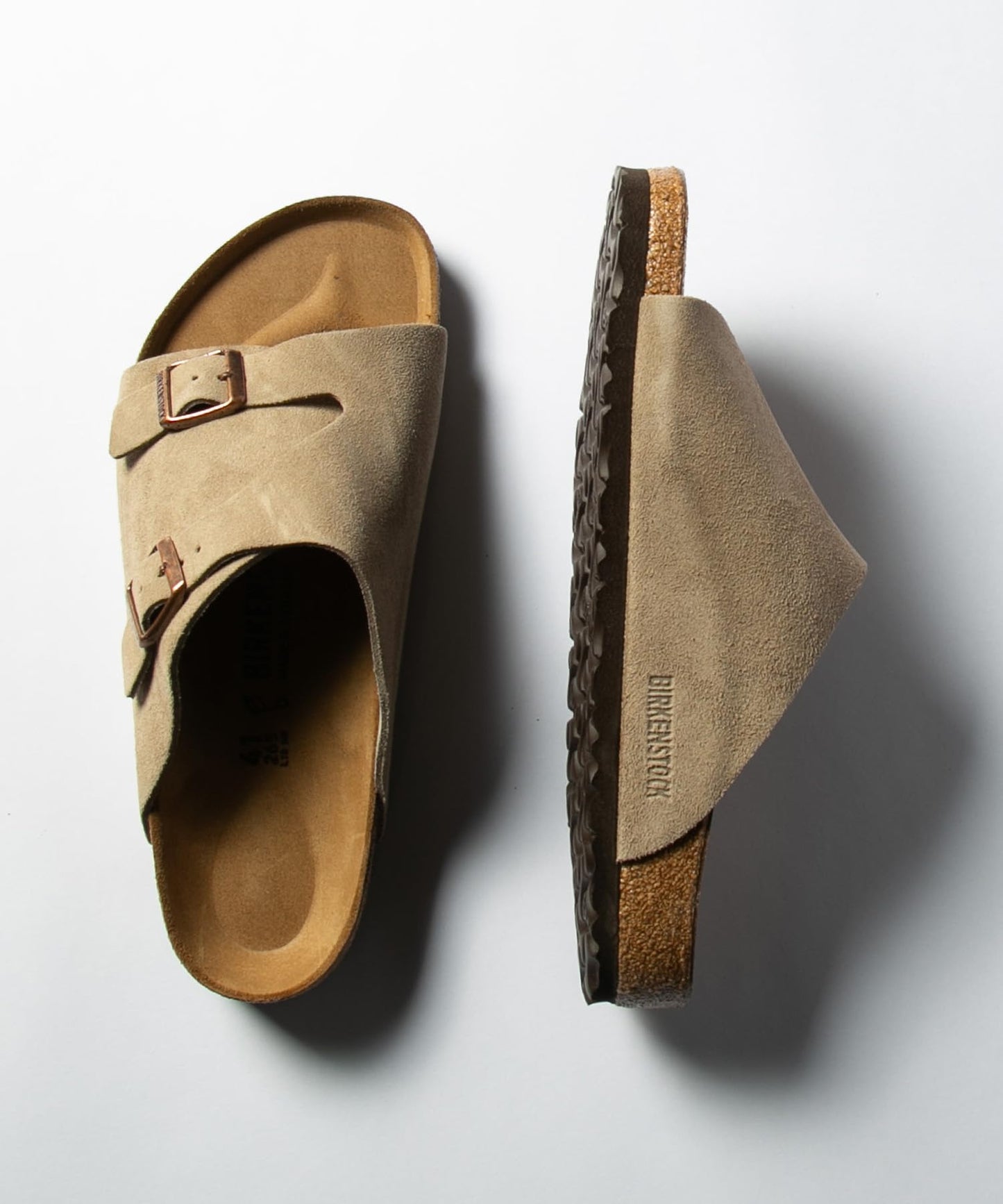 Birkenstock Taupe Leather Suede Sandals Zurich Unisex L 9 M 7 EU 40 DEMO