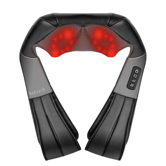 Nekteck Electric Shiatsu Neck and Back Massager with Soothing Heat, Black NEW