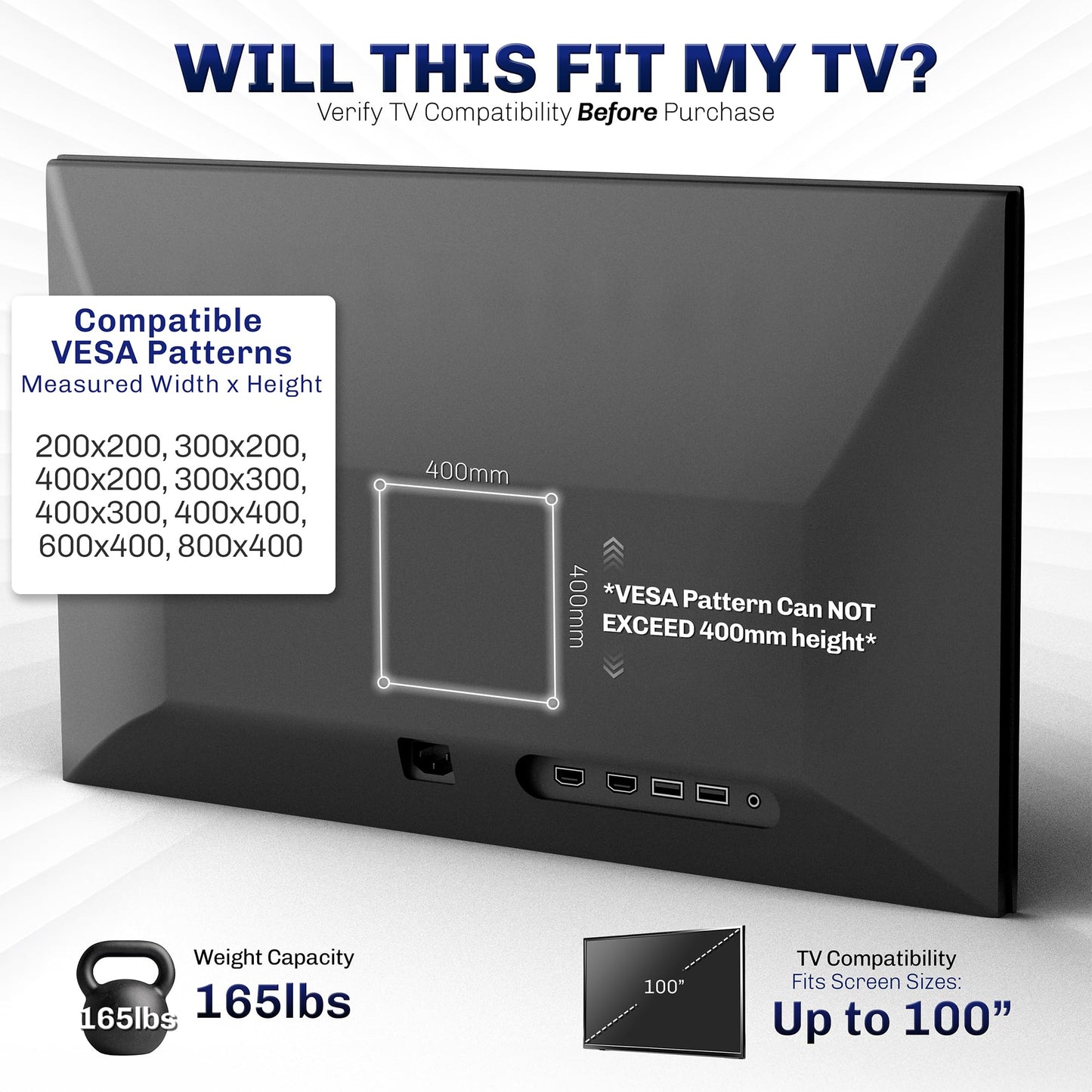 VIVO Curved & Flat TV Wall Mount Bracket for 60-100 Inch TVs, Black DEMO