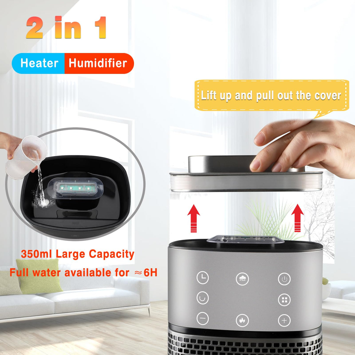 Yaberry Grove Heating 2000W PTC Ceramic Space Heater with Humidifier, DEMO