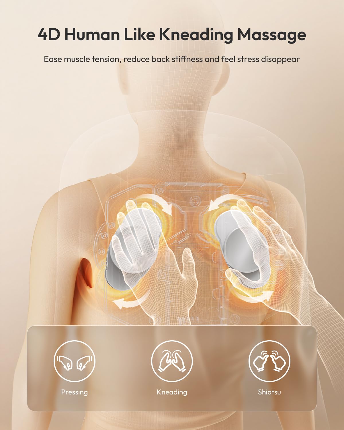 Nevvue Shiatsu Back and Neck Massager with Heat Therapy for Sore Muscles DEMO
