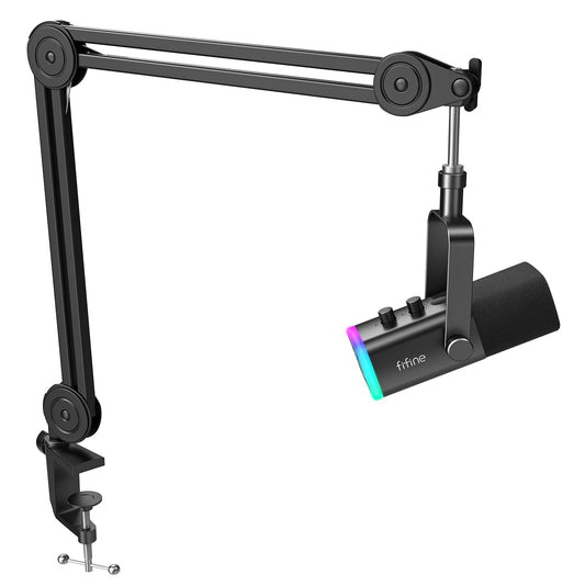 FIFINE XLR/USB Dynamic Microphone and Heavy Duty Boom Arm Kit for PC DEMO