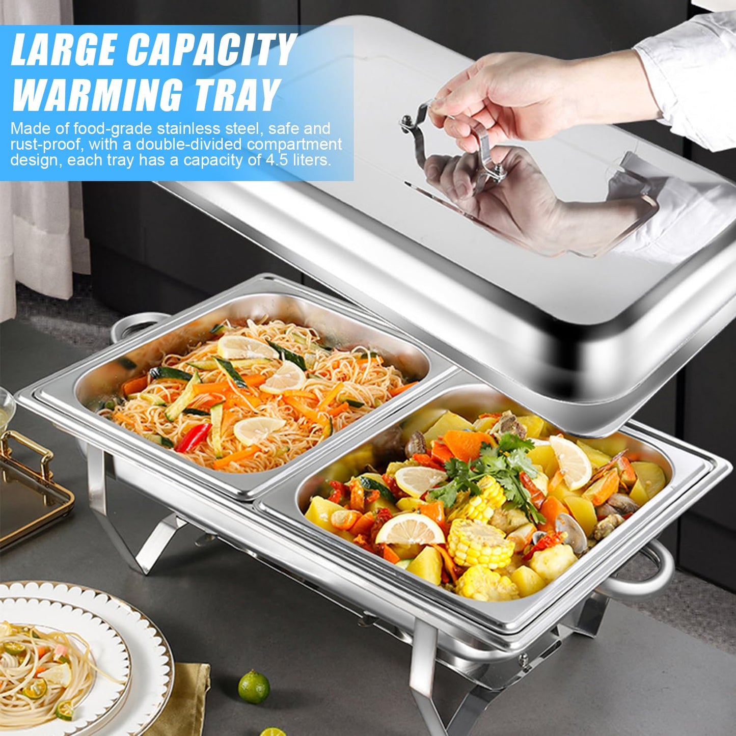 Hufa Stainless Steel Chafing Dish Buffet Food Warmer Pan Set, 12L Capacity NEW
