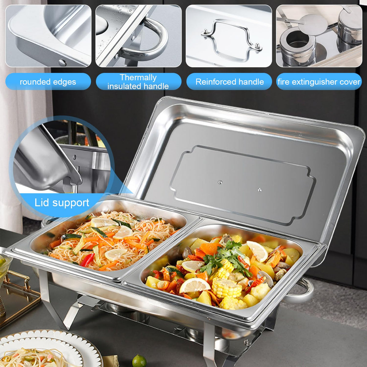 Hufa Stainless Steel Chafing Dish Buffet Food Warmer Pan Set, 12L Capacity NEW