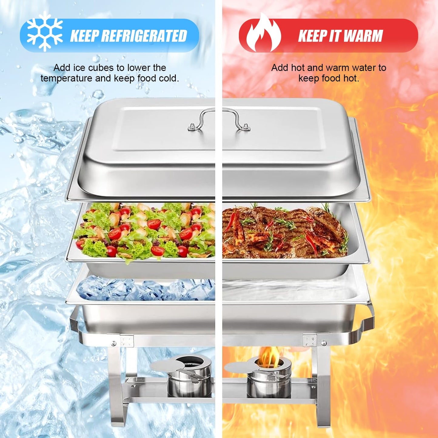 Hufa Stainless Steel Chafing Dish Buffet Food Warmer Pan Set, 12L Capacity NEW