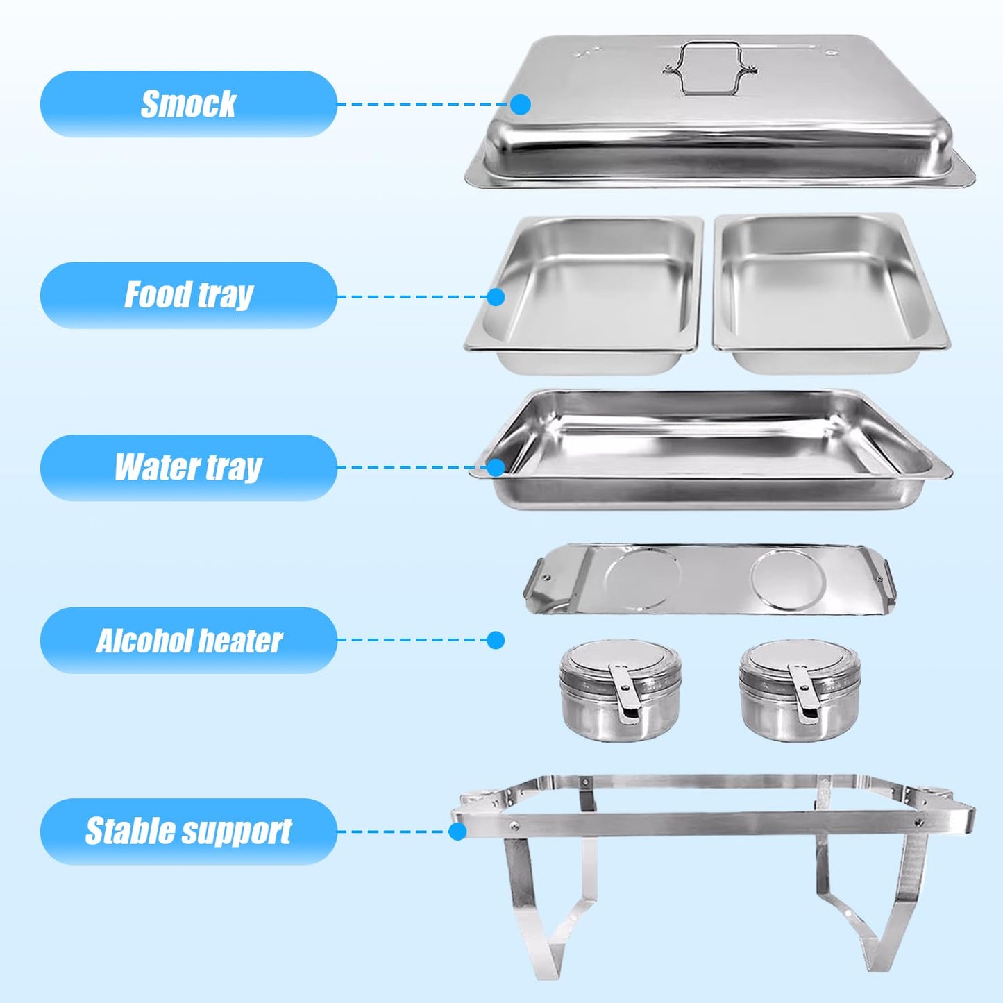 Hufa Stainless Steel Chafing Dish Buffet Food Warmer Pan Set, 12L Capacity NEW