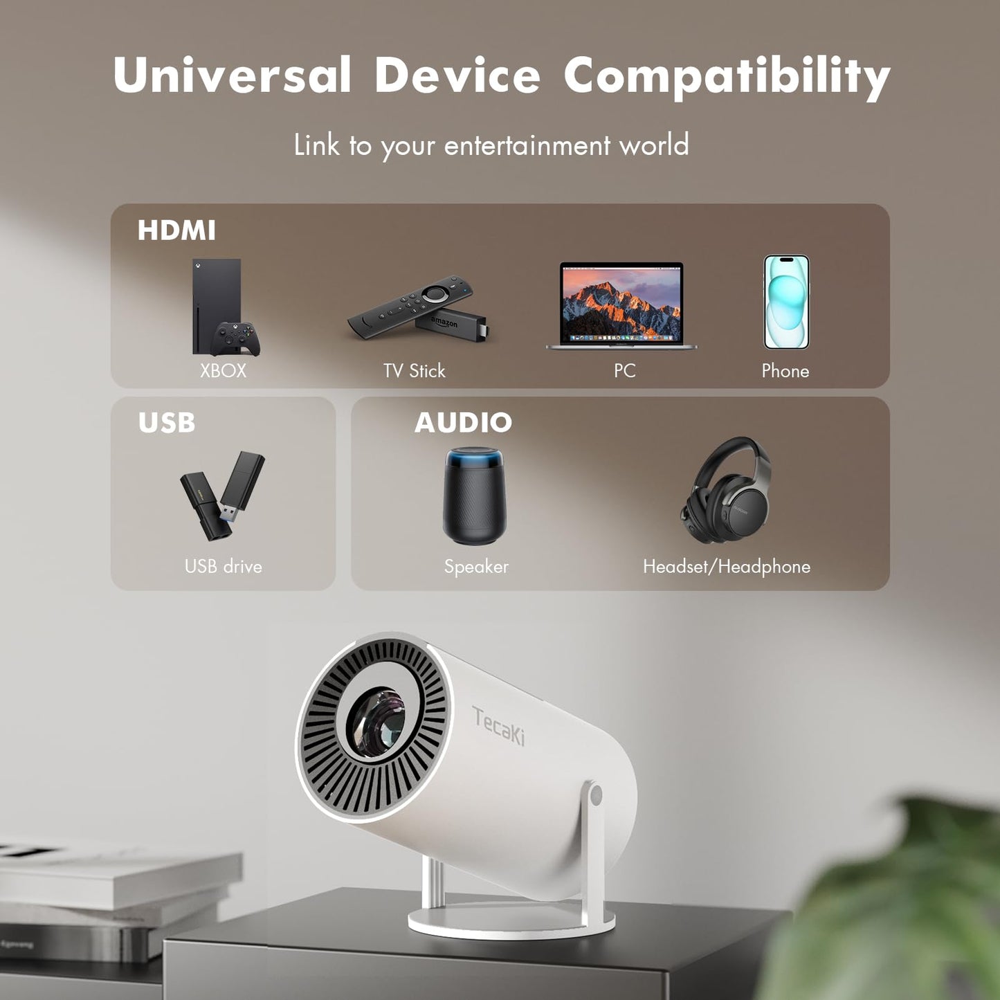 Tecaki X5 1080P 4K Projector with WiFi Wireless Mini Portable Home NEW