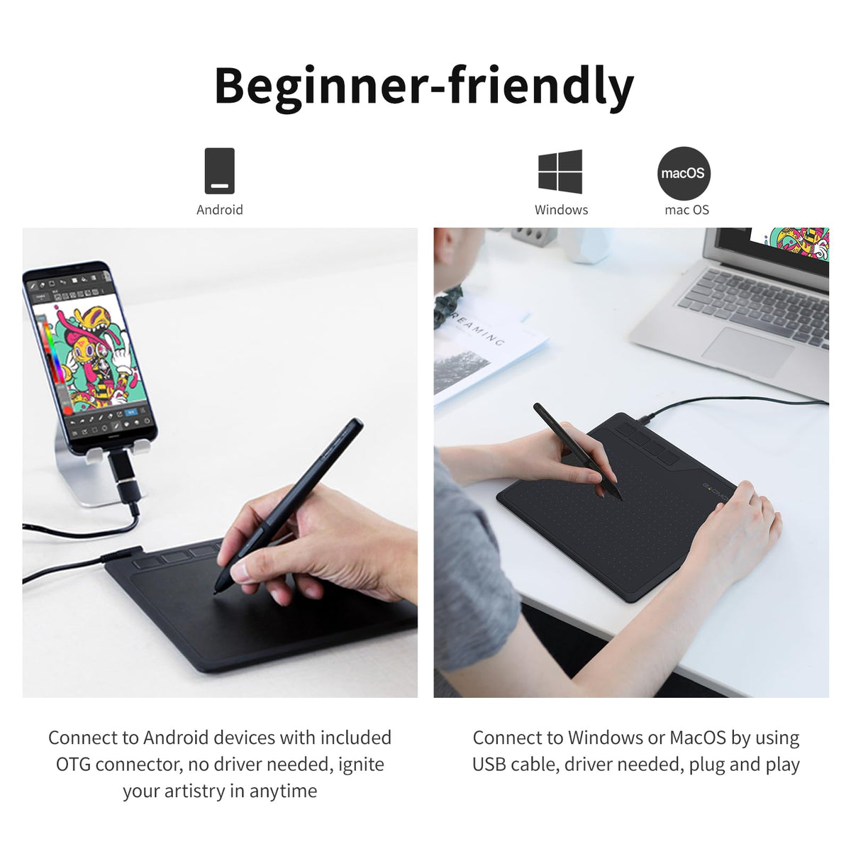 GAOMON Graphic Drawing Tablet 6.5x4 Inch 8192 Pressure Sensitivity Black DEMO