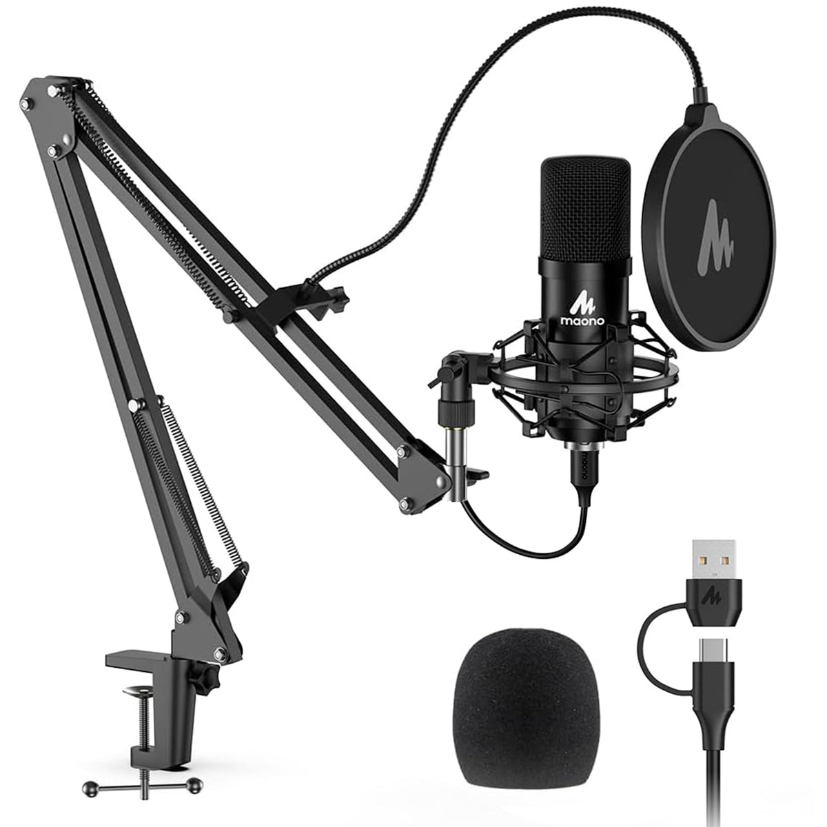 MAONO 192KHZ/24Bit Plug & Play PC Computer Podcast Condenser Microphone DEMO