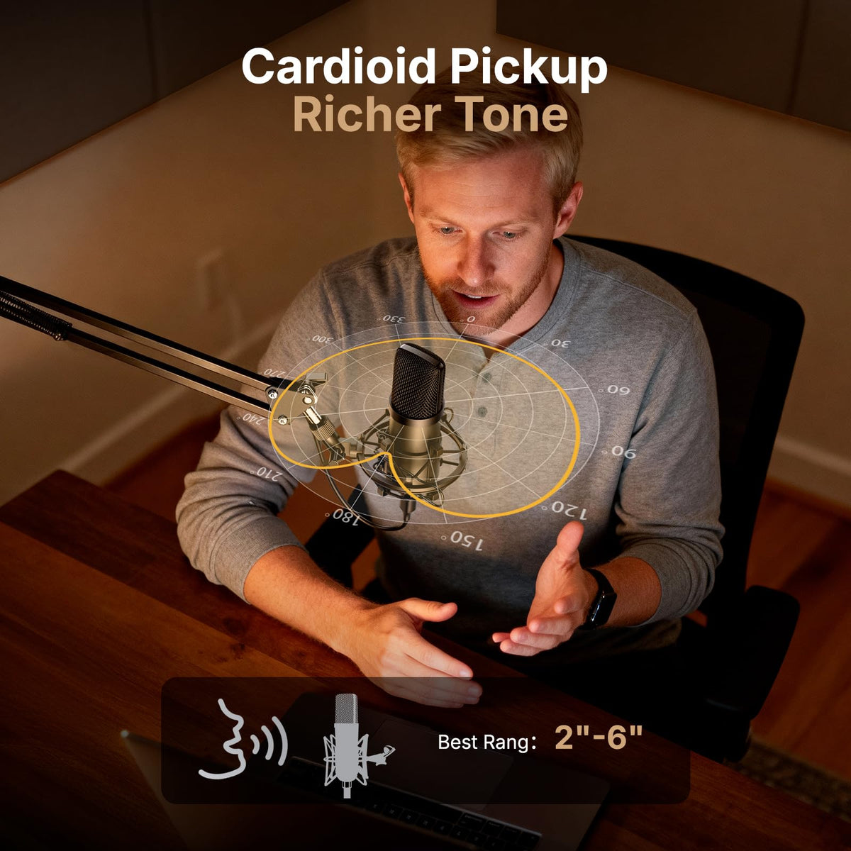 MAONO 192KHZ/24Bit Plug & Play PC Computer Podcast Condenser Microphone DEMO