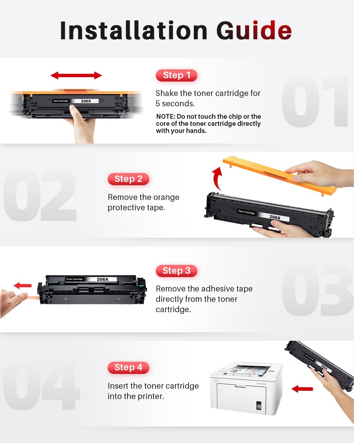 Halloya 206A High Yield Replacement Toner Cartridges, Multi-color 4 Pack NEW