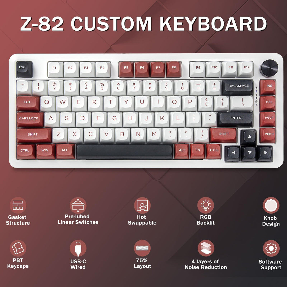 E-Yooso Red Mechanical Gaming Keyboard - Wired, Hot Swappable, Linear DEMO