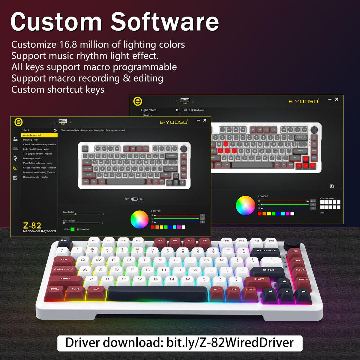E-Yooso Red Mechanical Gaming Keyboard - Wired, Hot Swappable, Linear DEMO
