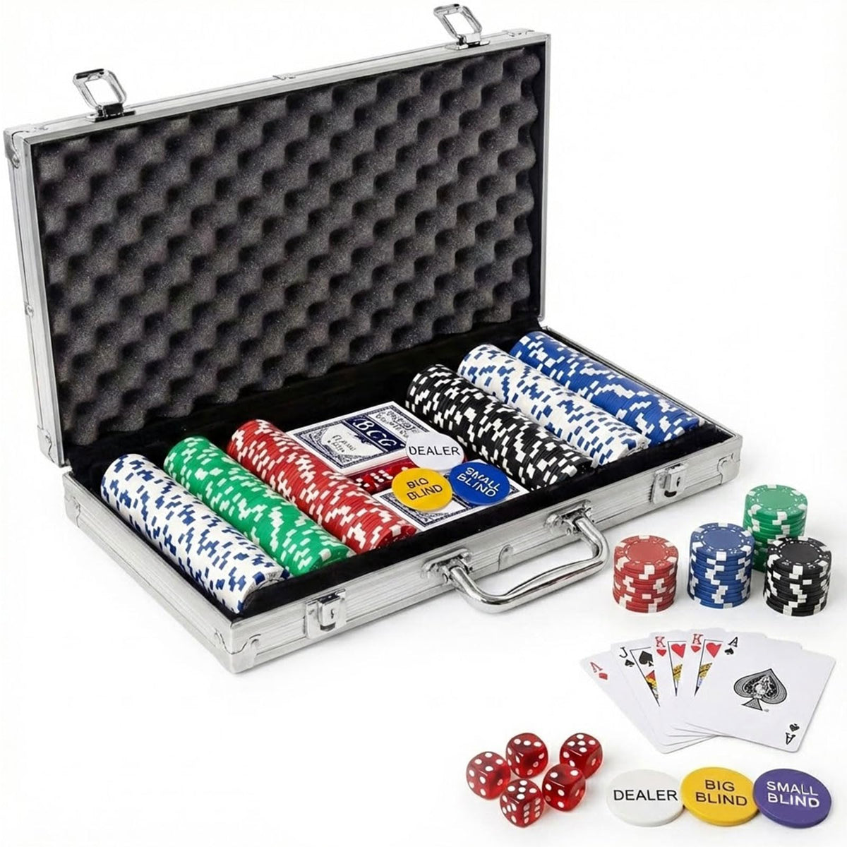 SEAYO Poker Set with Aluminum Case 300 Chips for Casino Home Game Night DEMO