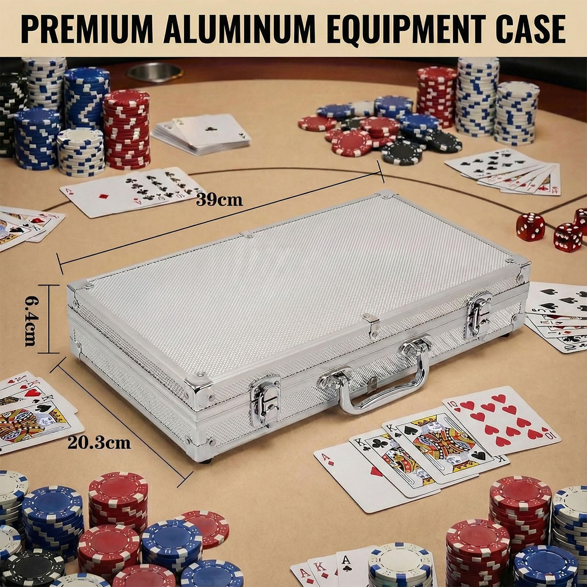 SEAYO Poker Set with Aluminum Case 300 Chips for Casino Home Game Night DEMO