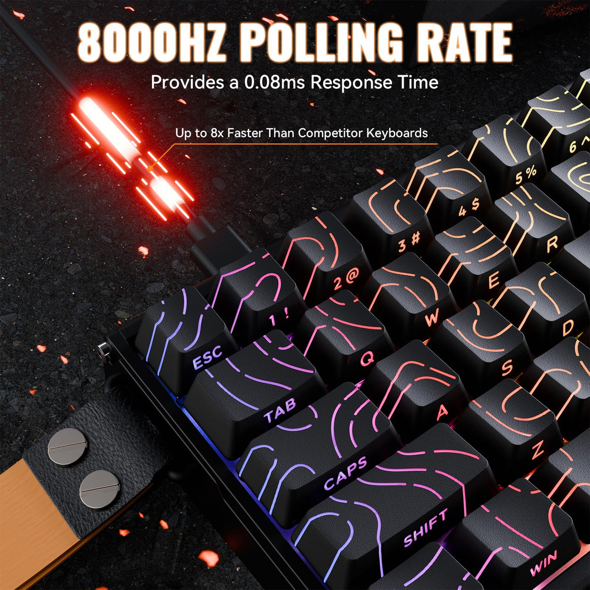 ATTACK SHARK Mechanical Gaming Keyboard, Creamy TKL RGB Black Contour DEMO