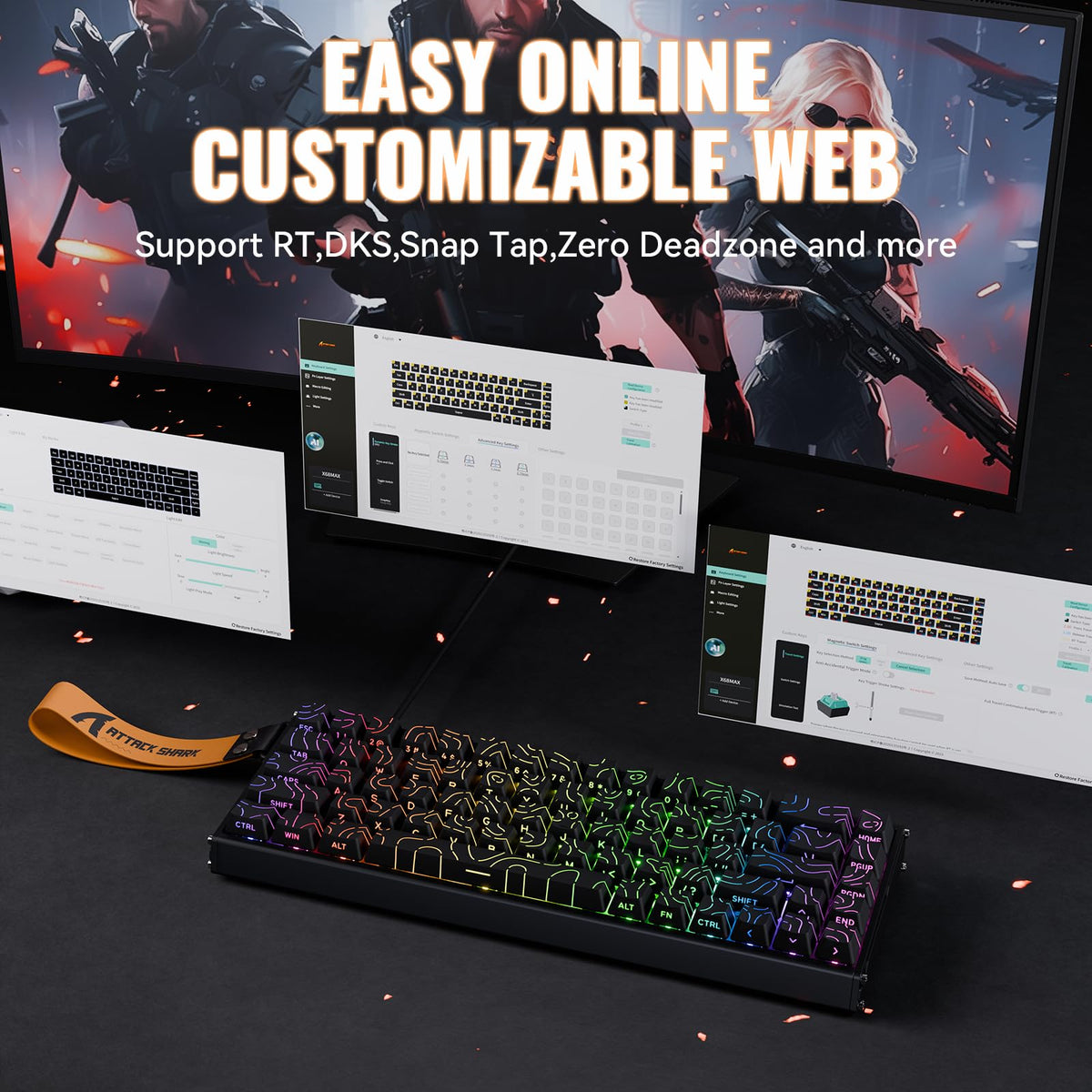 ATTACK SHARK Mechanical Gaming Keyboard, Creamy TKL RGB Black Contour DEMO
