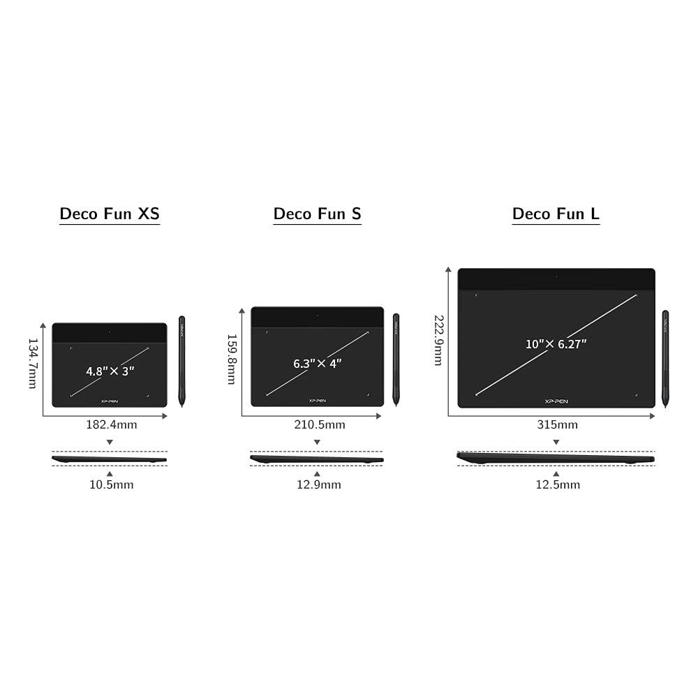 XPPen Deco Fun L Digital Drawing Tablet for Graphic Design & Art, Black DEMO