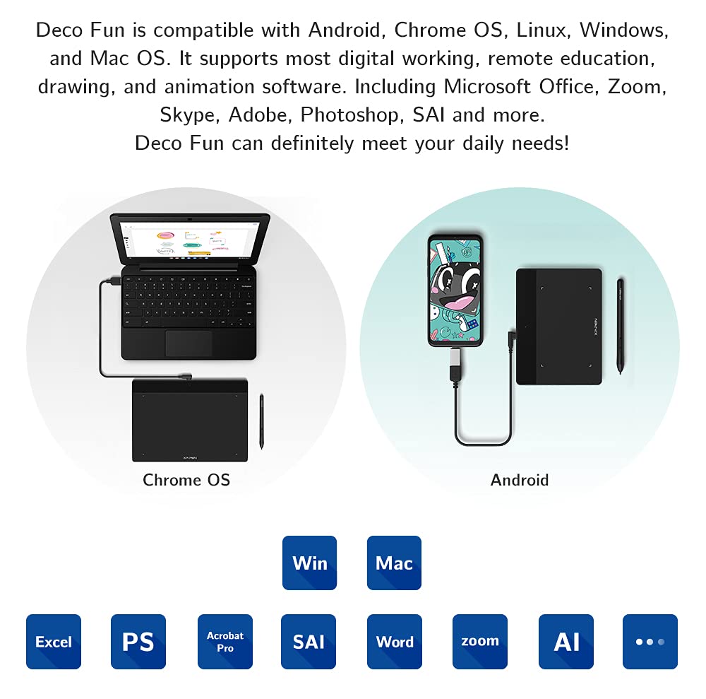 XPPen Deco Fun L Digital Drawing Tablet for Graphic Design & Art, Black DEMO