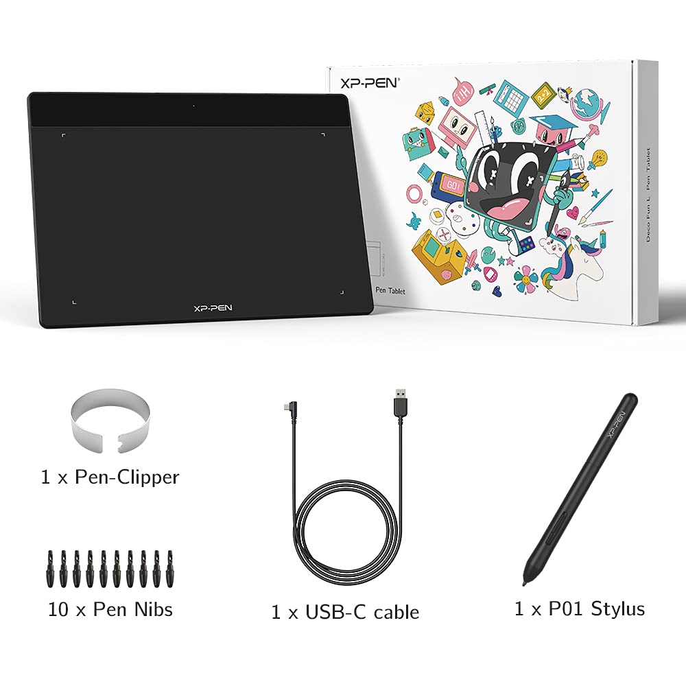 XPPen Deco Fun L Digital Drawing Tablet for Graphic Design & Art, Black DEMO