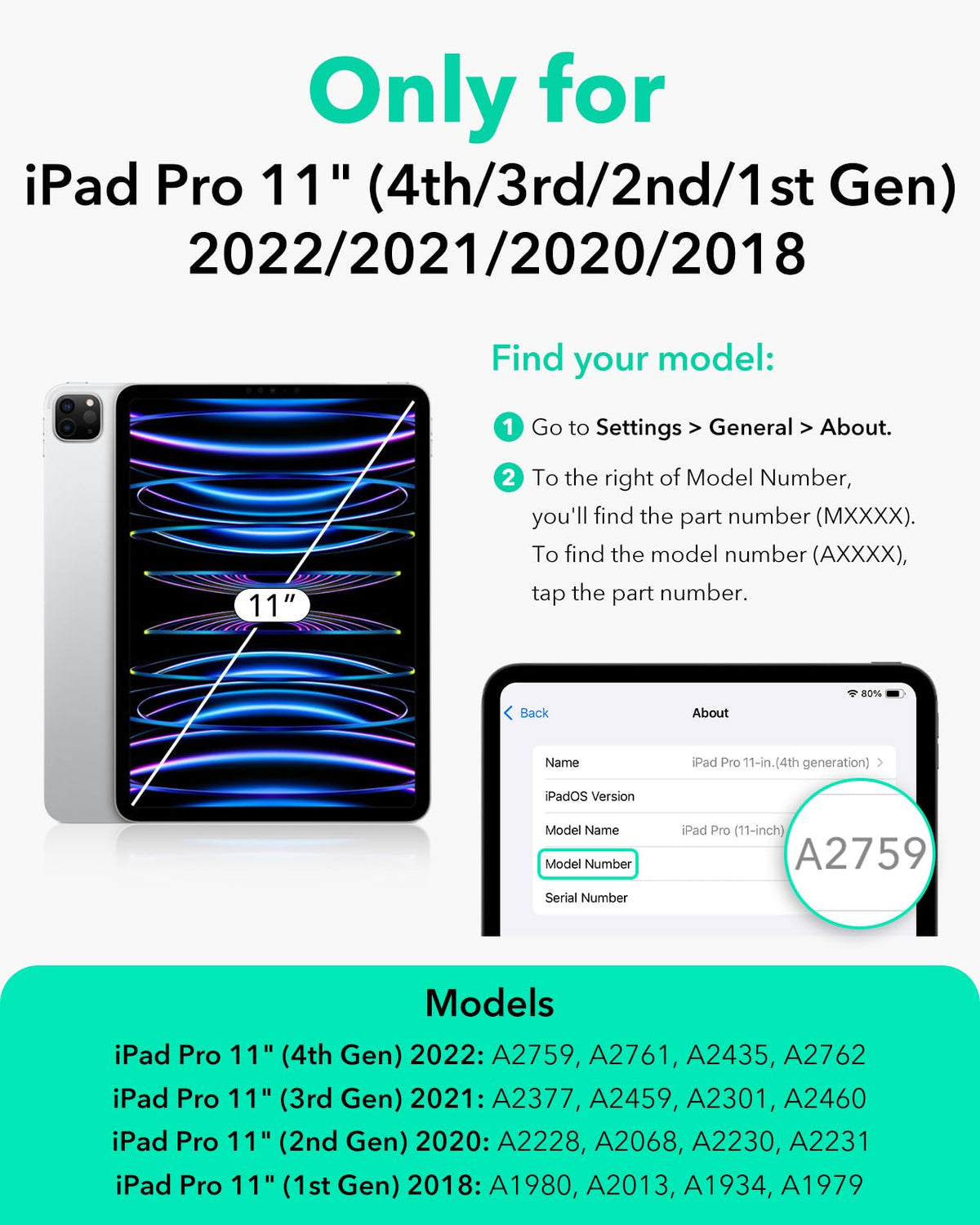 ESR iPad Cases Pro 11 Inch Protective Case for 2022, 2021, 2020, 2018 DEMO