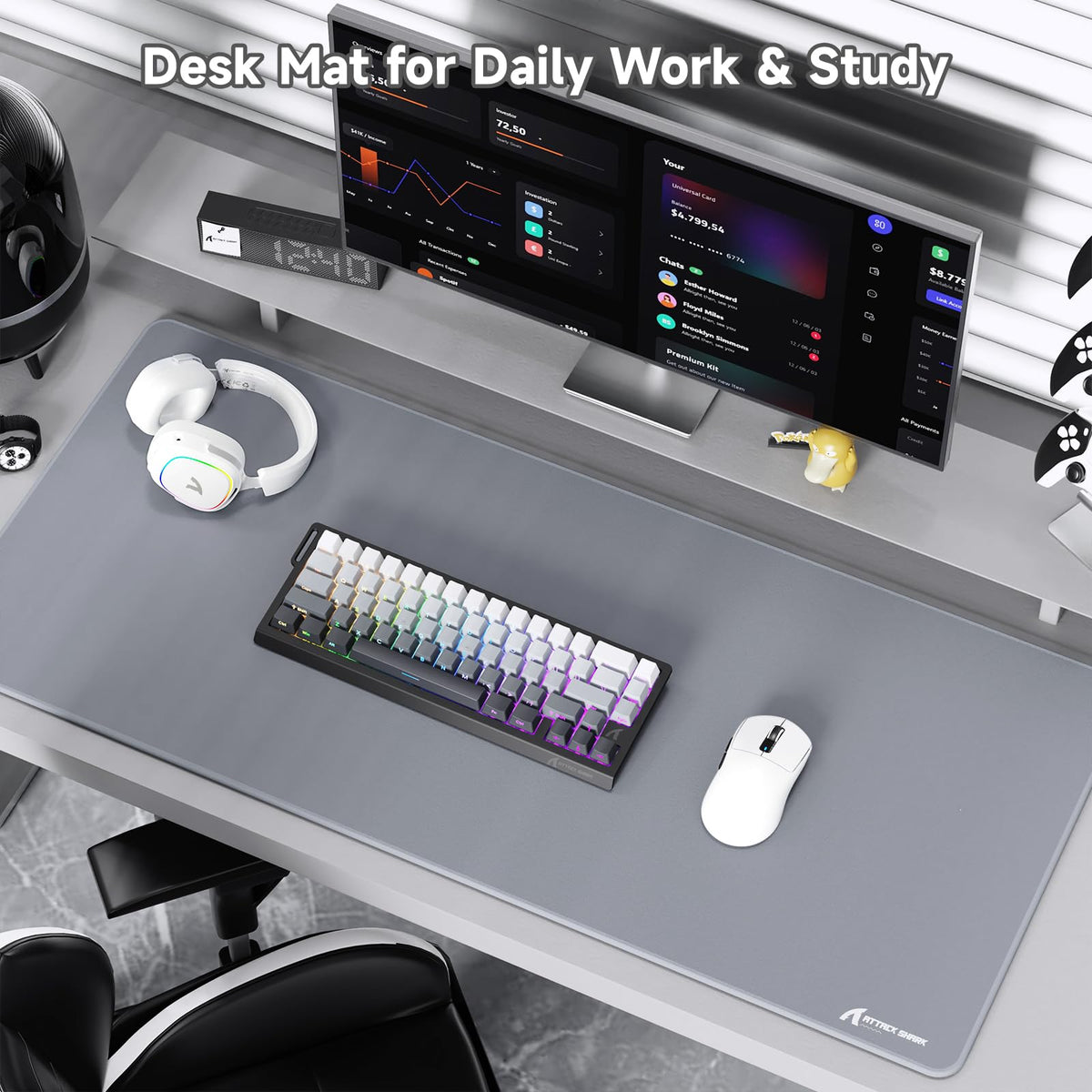 ATTACK SHARK Gray Large Gaming Mouse Pad, 90L x 40W cm, Oversized Desk Mat NEW