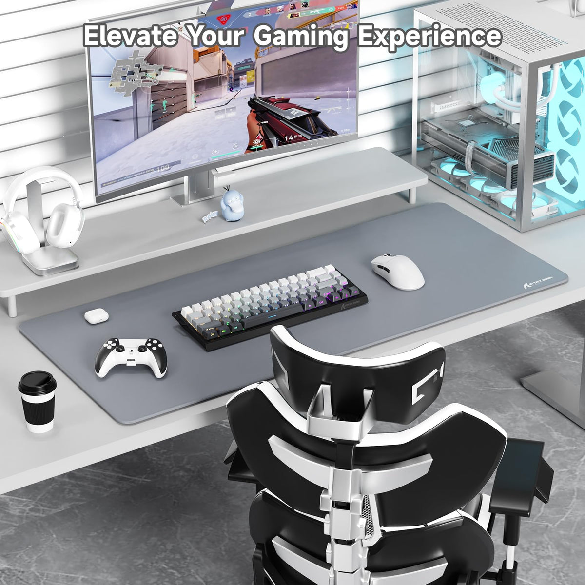 ATTACK SHARK Gray Large Gaming Mouse Pad, 90L x 40W cm, Oversized Desk Mat NEW