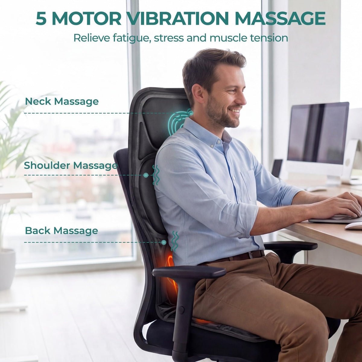 Himouta Vibration Back Massager Seat Cushion with Heat Massage Chair Pad DEMO