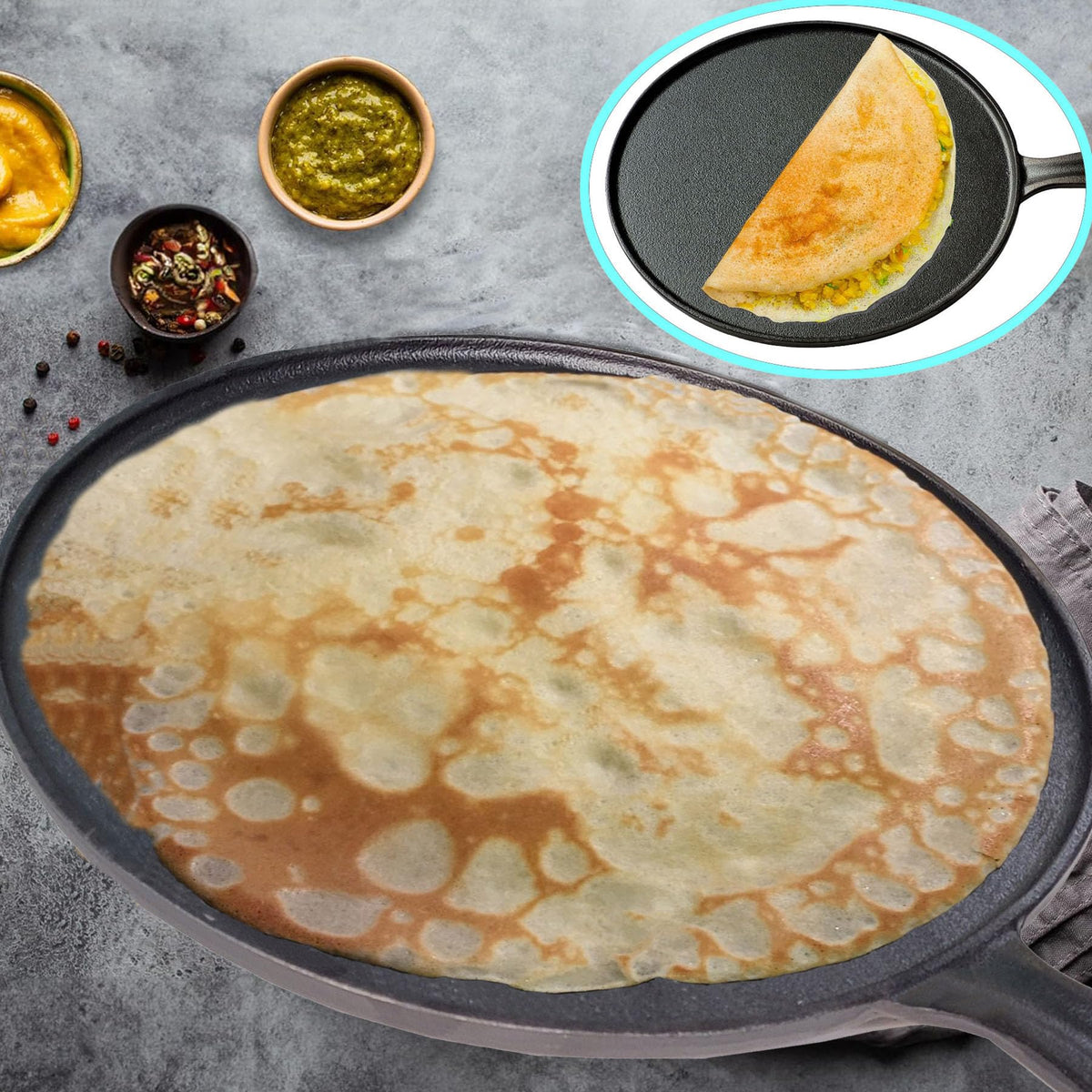 La Cuisine Pre-Seasoned Crepe Tawa Pan for Roti, Dosa, and Comale Cooking NEW