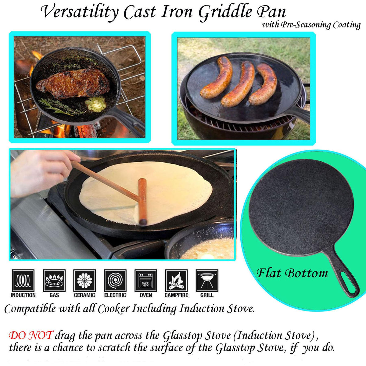 La Cuisine Pre-Seasoned Crepe Tawa Pan for Roti, Dosa, and Comale Cooking NEW