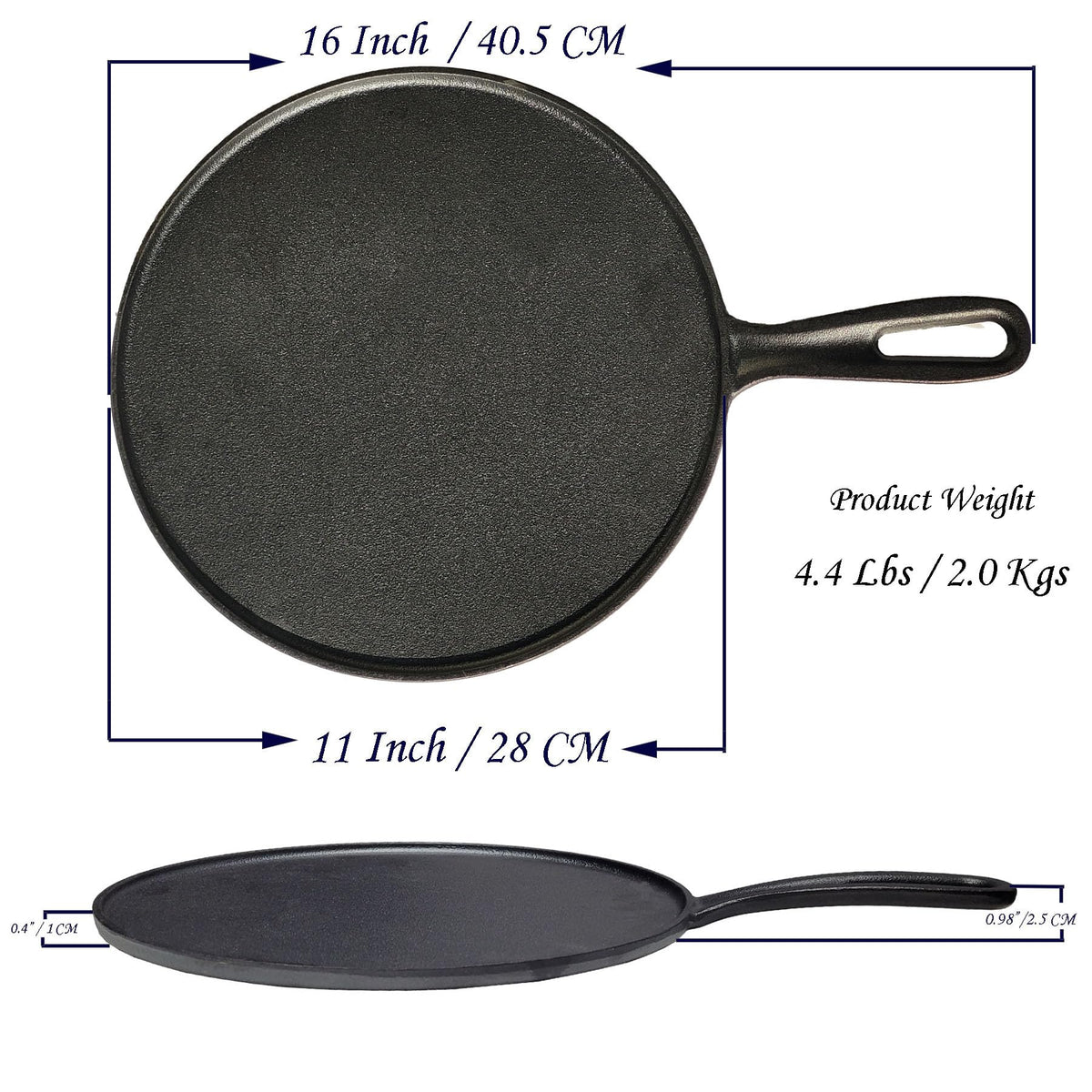 La Cuisine Pre-Seasoned Crepe Tawa Pan for Roti, Dosa, and Comale Cooking NEW