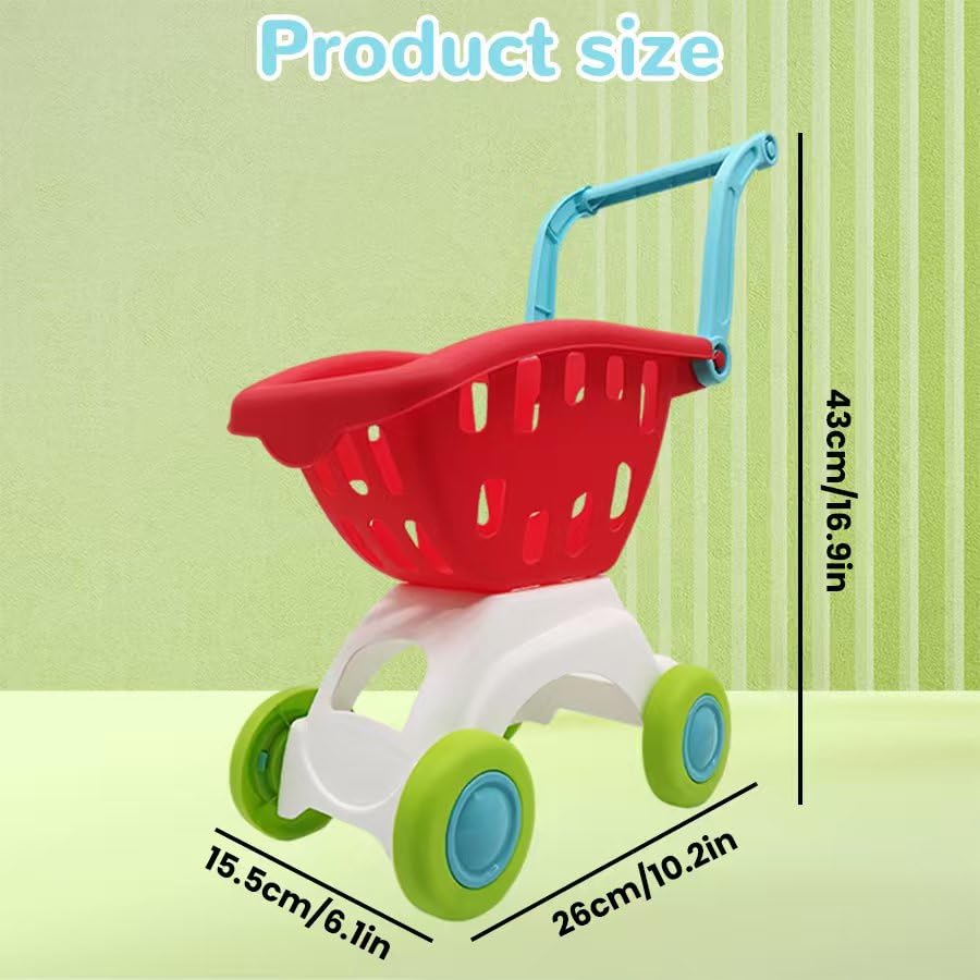 MENGBEI Kids Sets Shopping Cart Pretend Play Toys Food Trolley Toddlers Red NEW