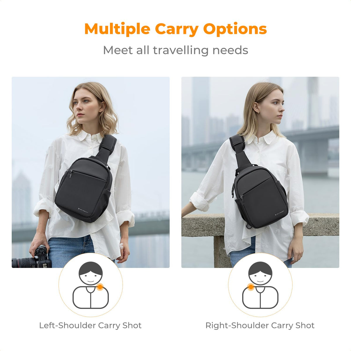 K&F Concept 5L Camera Sling Bag Crossbody for Photographers, Black Size 5L NEW