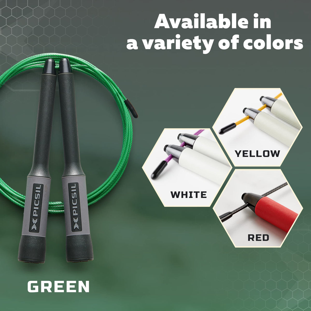 PICSIL Lightweight Speed Jump Rope for All Skill Levels Black Green Durable NEW