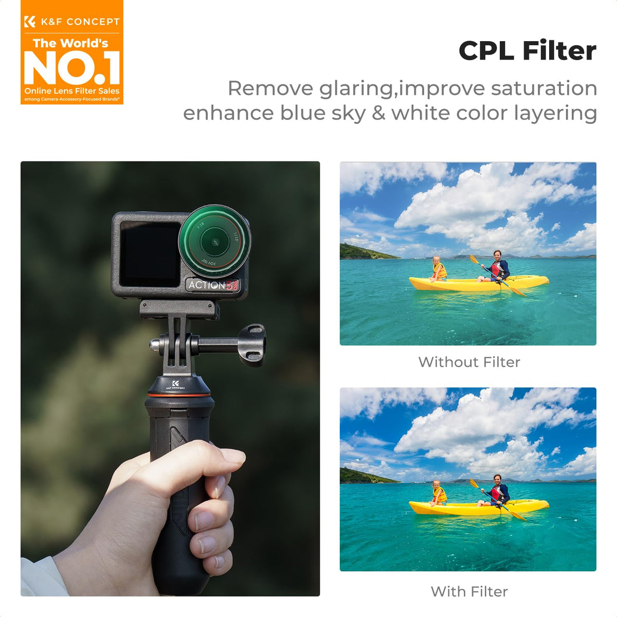 K&F Concept Optical Glass Filter Set for DJI Osmo Action 3/4/5 Pro Cameras DEMO
