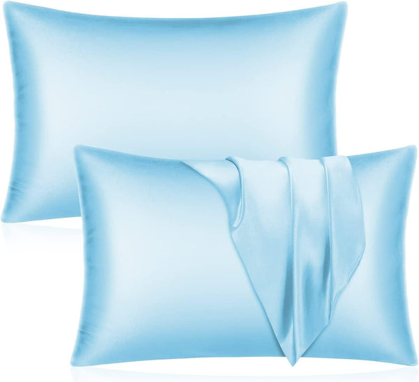 SANOOR Mulberry Silk Pillowcases for Hair & Skin Soft Breathable Sky Blue NEW