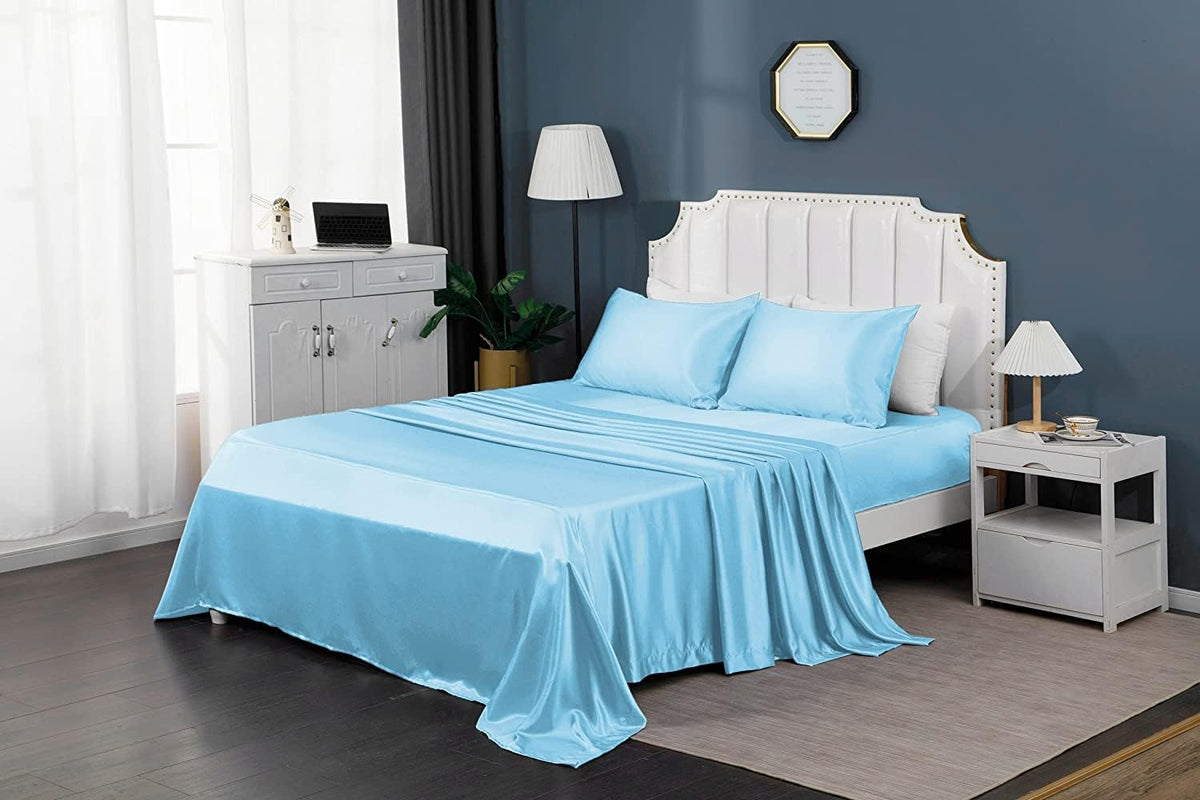 SANOOR Mulberry Silk Pillowcases for Hair & Skin Soft Breathable Sky Blue NEW
