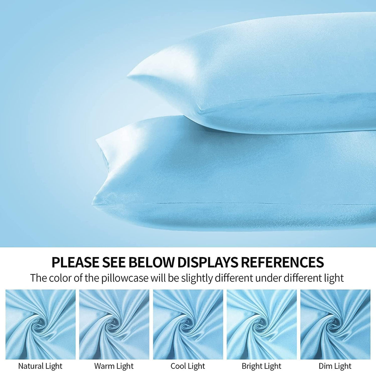 SANOOR Mulberry Silk Pillowcases for Hair & Skin Soft Breathable Sky Blue NEW