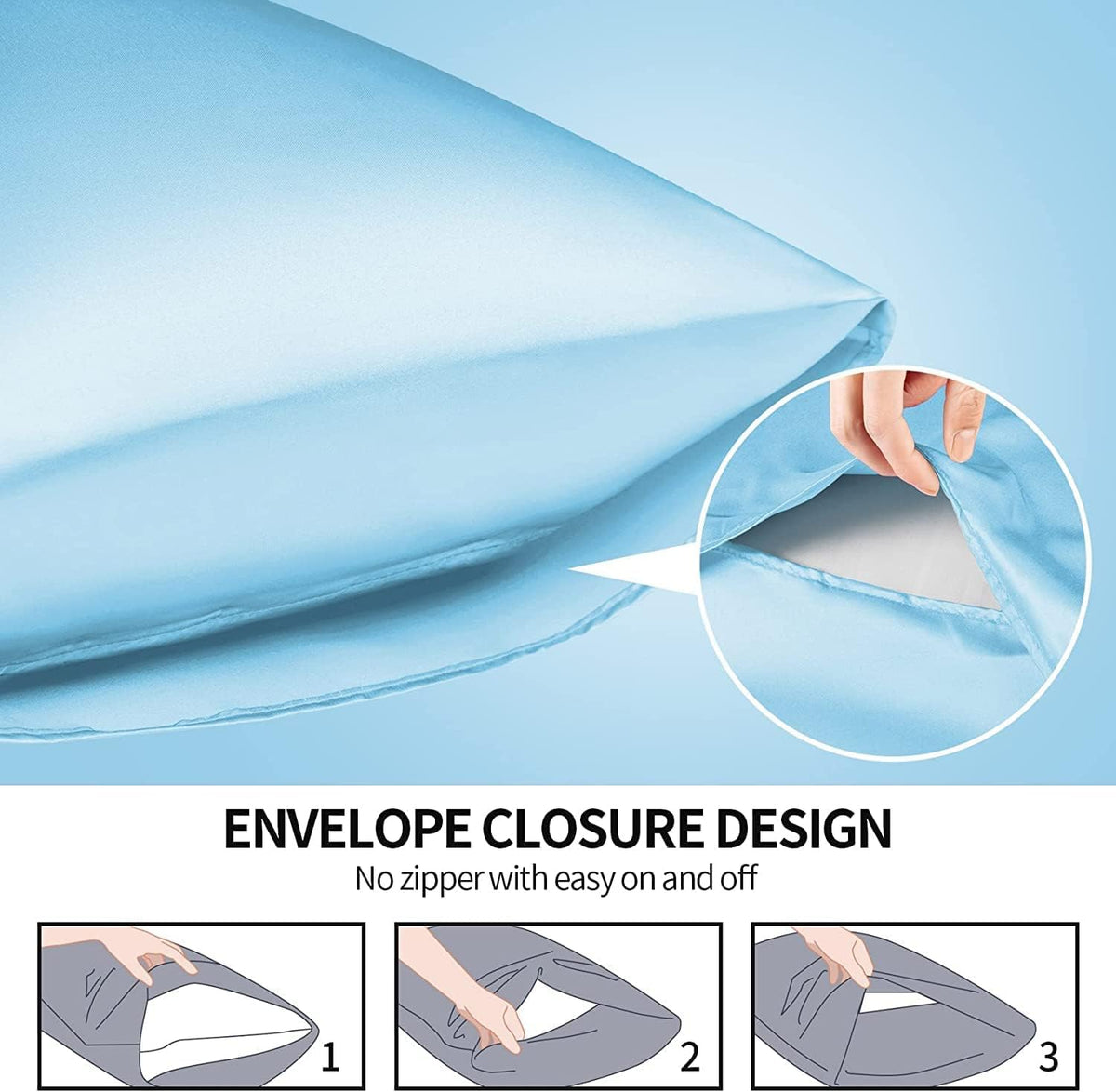 SANOOR Mulberry Silk Pillowcases for Hair & Skin Soft Breathable Sky Blue NEW