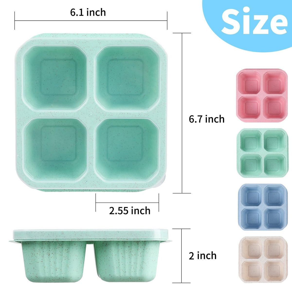 AIDERLY Multi-Colour Container Sets Reusable Divided Lunch Bento Boxes 4 NEW