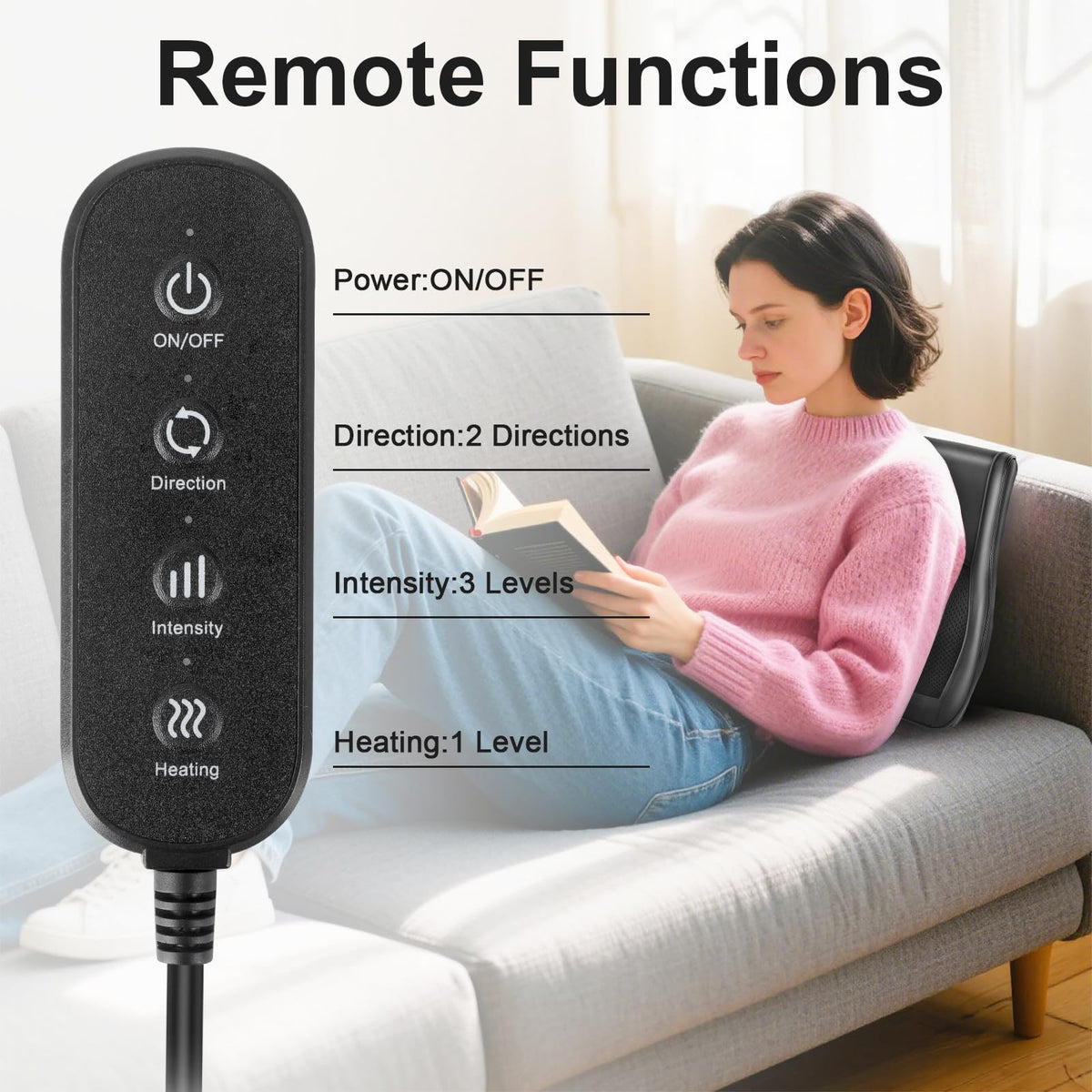Kovizen Electric Kneading Massage Pillow with 3D Nodes & Heat for Back NEW